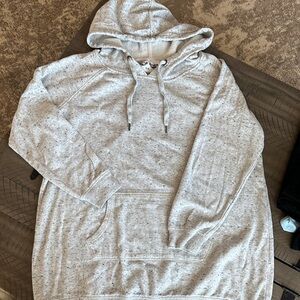 Cozy Light Gray Women's Hoodie Long Tunic Length
